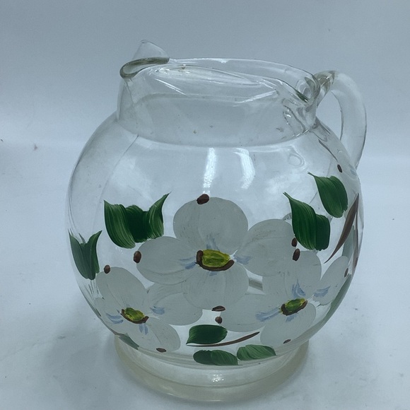 Vintage Hand Painted Dogwood Ball Pitcher with Ice Lip - Picture 5 of 8